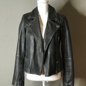 All Saints Leather Crop Bomber